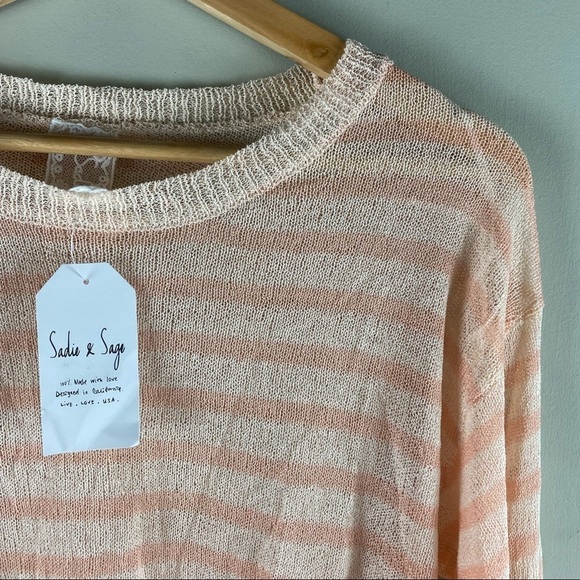 Sadie & Sage Boutique Sherbert Striped Semi Sheer Sweater Top Blouse Small (NWT) - Picture 9 of 9